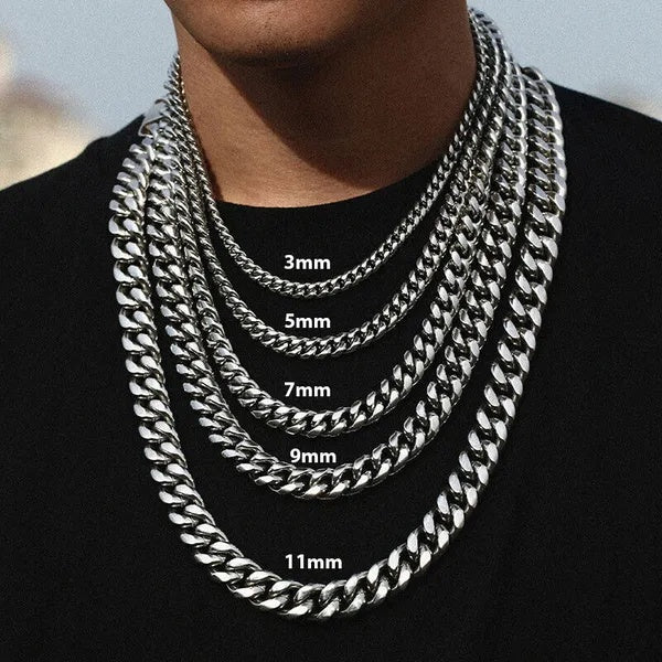 Stainless Steel Gold Silver Chain Cuban Curb Womens Mens Necklace. All Products $35! | USA Offer | Buy Now