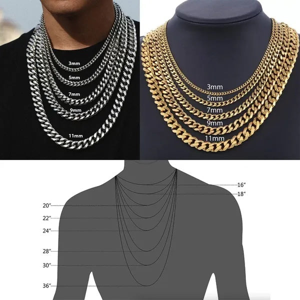 Stainless Steel Gold Silver Chain Cuban Curb Womens Mens Necklace.     All Products $35! | USA Offer |  Buy Now