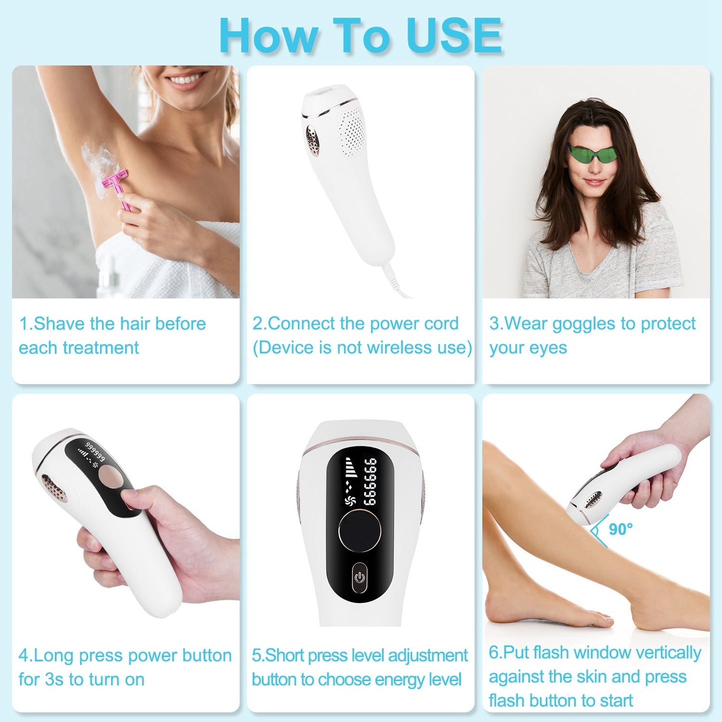 1Pc Laser Hair Removal For Woman Man Ice Cooling Permanent IPL Hair Remover With Painless 999999 Flashes Home Use Lasting Hair Reduction For Armpits Legs Arms Bikini Line.  
ONLY USA  LOW PRICE SELL