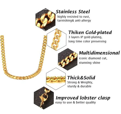 Stainless Steel Gold Silver Chain Cuban Curb Womens Mens Necklace.     All Products $35! | USA Offer |  Buy Now